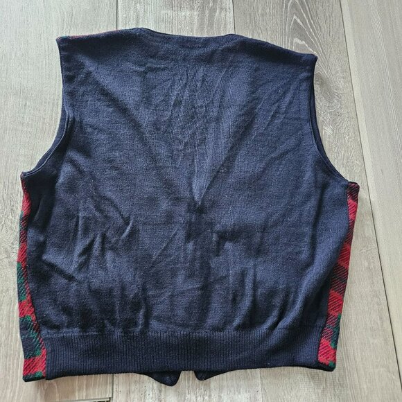 Mens Ferrante Plaid 100% Wool Button Cardigan Vest Made In Italy Chest Size 45 - Picture 2 of 11